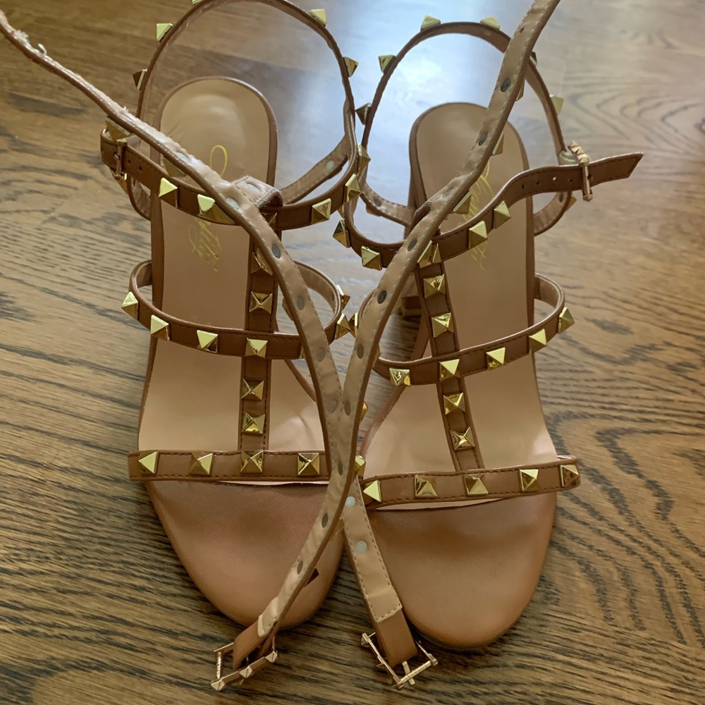 Nude studded heels